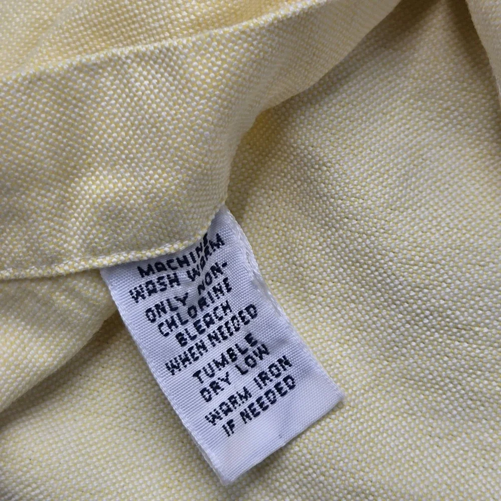 Vintage 90s Ralph Lauren Pale Yellow Oxford Shirt L Classic Fit OCBD Multi Pony